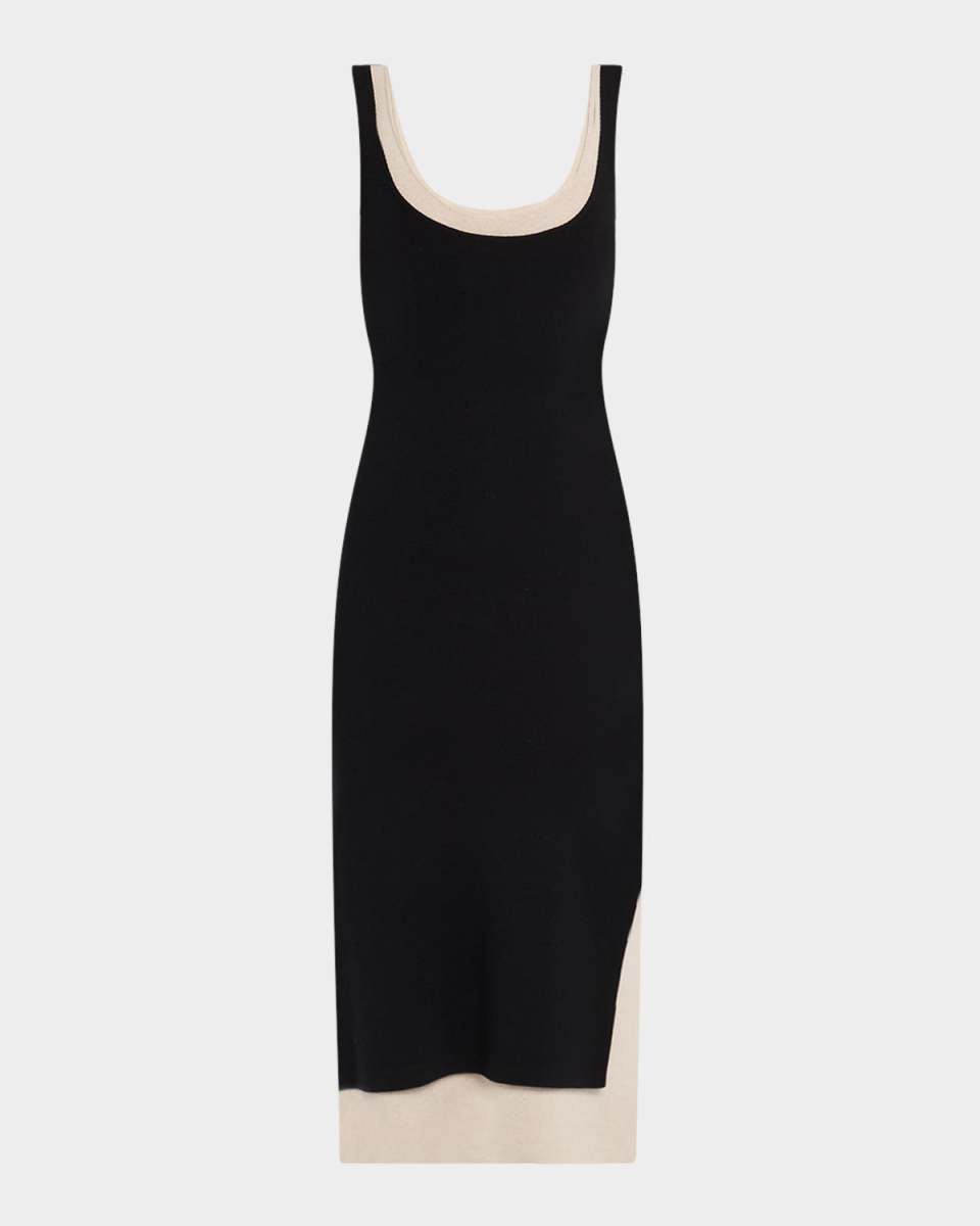 Layered Scoop-Neck Midi Tank Dress